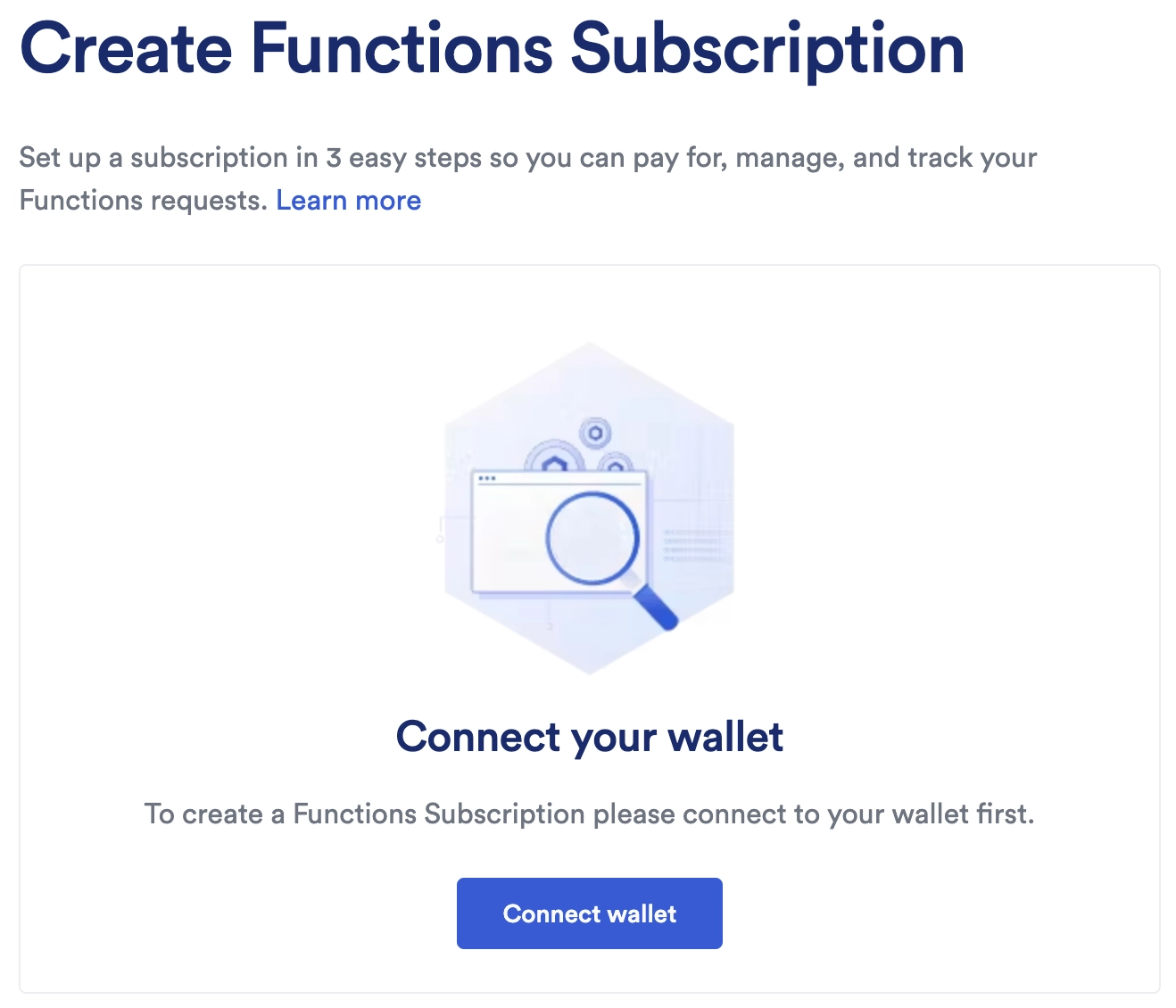 Chainlink Functions subscription landing page